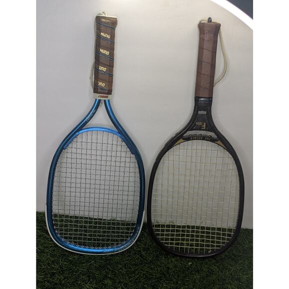 Vintage Dunhill DXL 120 & The Boomer Fssi Tennis Racquets & Covers - Picture 1 of 9